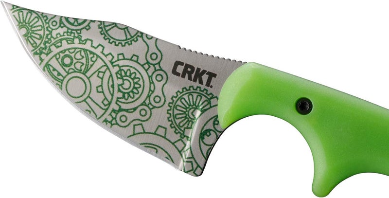 CRKT Minimalist Bowie Gears EDC Knife: Compact Everyday Carry Fixed Blade, Folts Utility Knife with Satin finish, Resin Infused Fiber Handle, and Glow-in-the-dark Sheath 2387G - Image 4